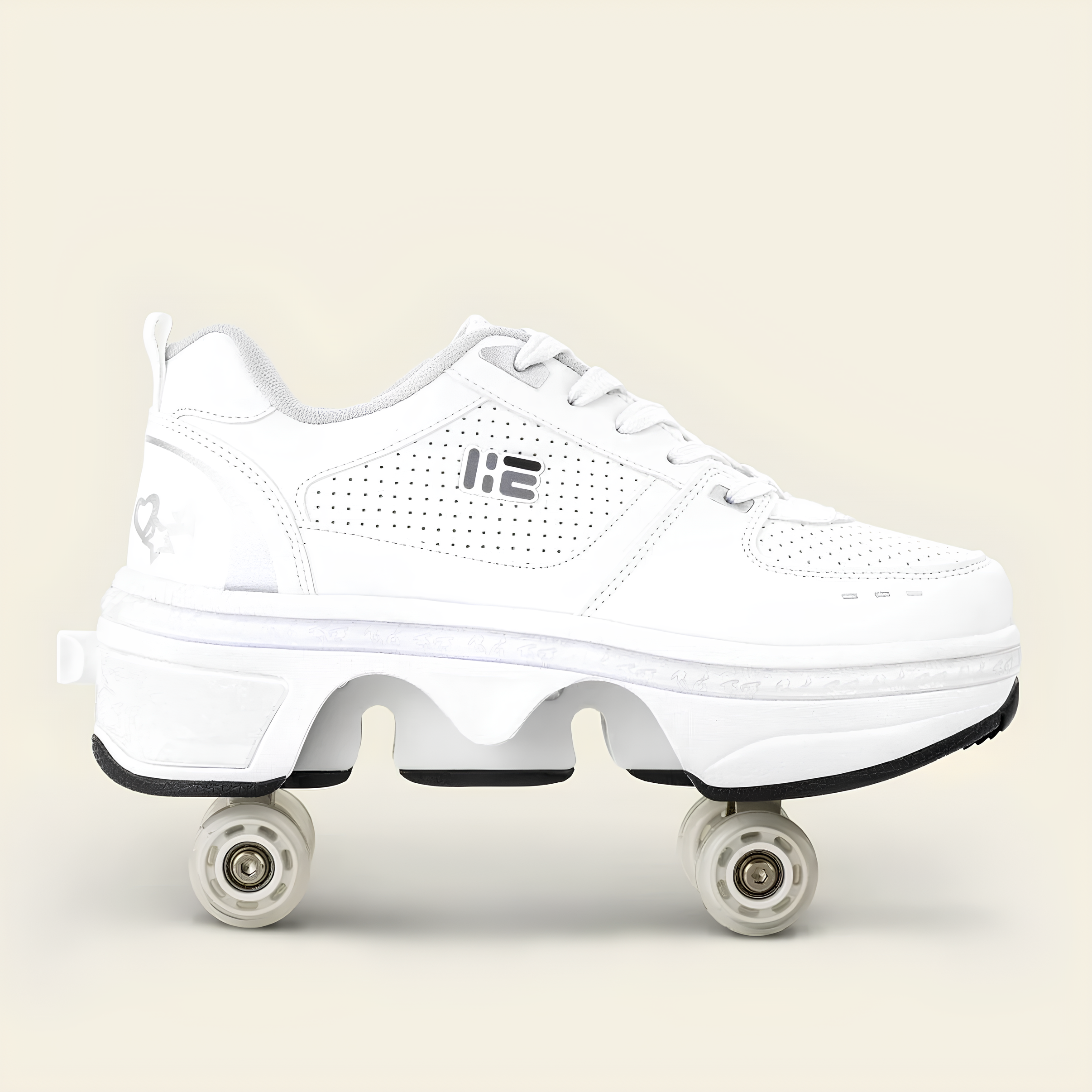 Beyaz Işıklı Tekerlekli Paten Ayakkabı